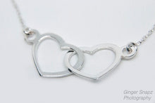 Load image into Gallery viewer, Silver double heart necklace

